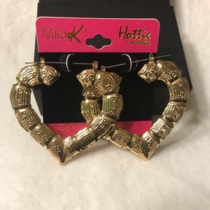 Oversized 18k Gold Finish Heart Earrings BrandNew